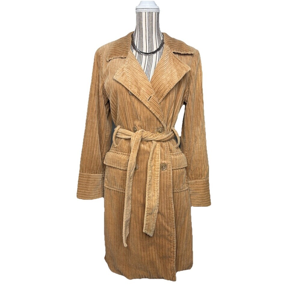 Vintage xhilaration Y2K Corduroy Trench Coat in Camel Color MEDIUM/LARGE